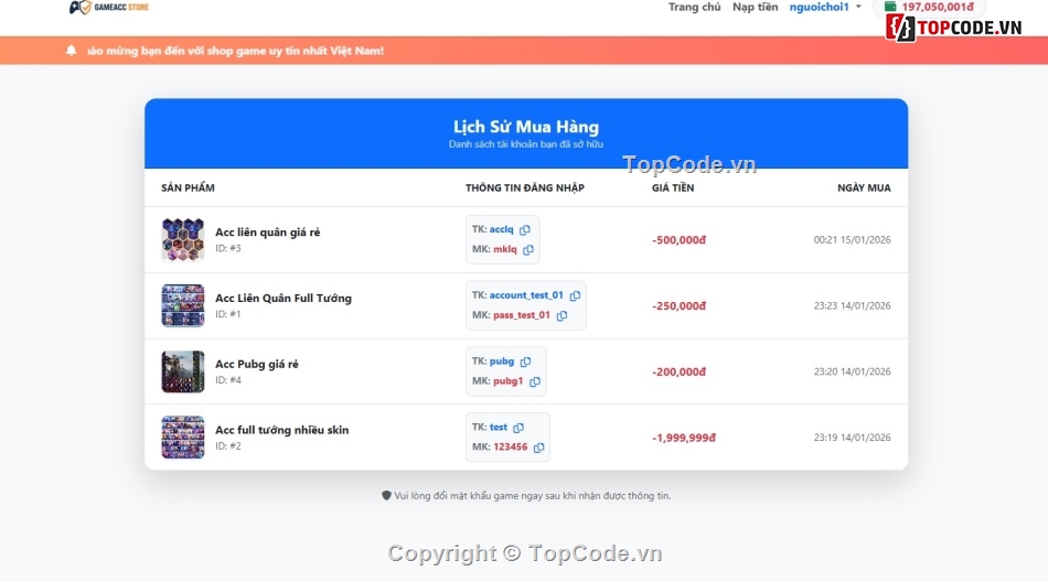 Web game,bán tài khoản,giao diện game,Website game